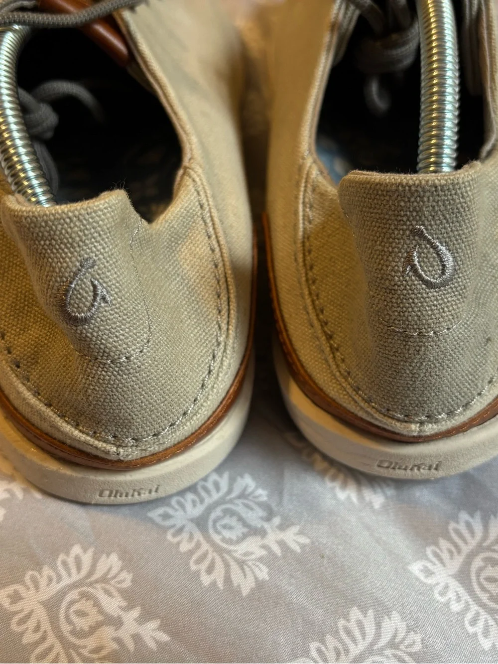 OluKai Manoa Men’s Tan Canvas Boat Shoes *